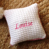 Peluche lapin avec coussin rose à personnaliser