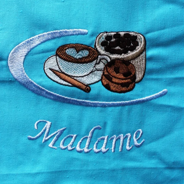 Tablier turquoise "Madame"