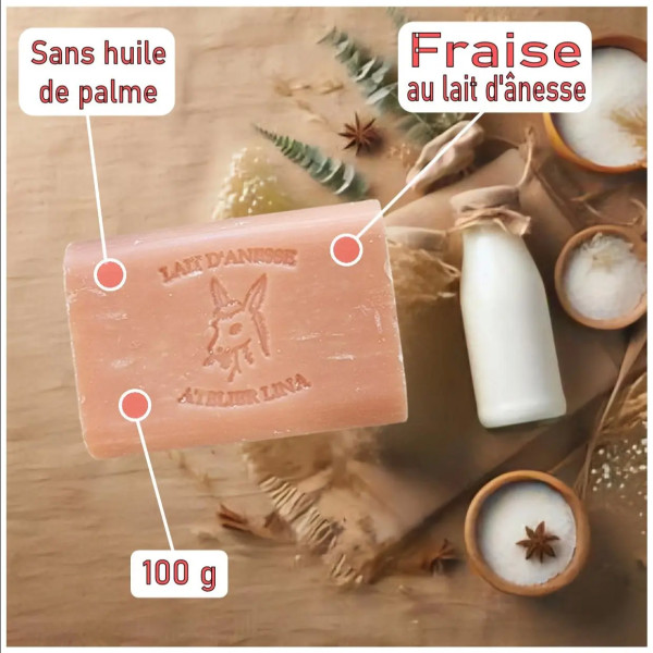 Savon au lait d'ânesse parfum Fraise