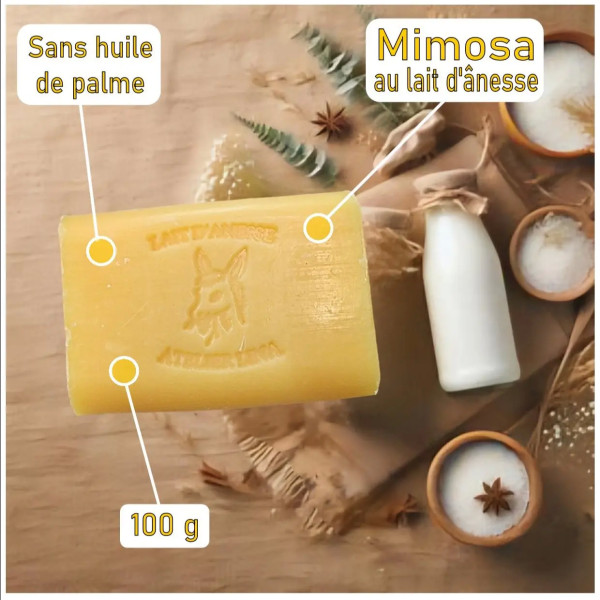 Savon au lait d'ânesse parfum Mimosa