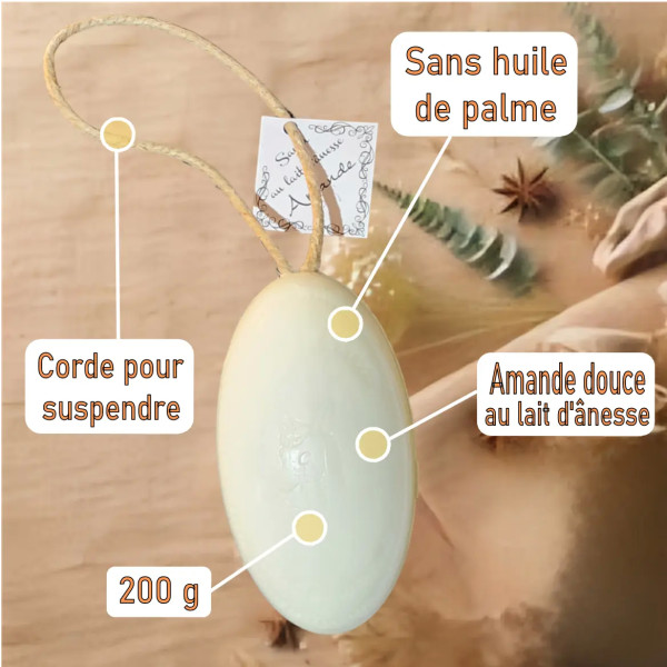 Savon corde au lait d'ânesse Amande douce