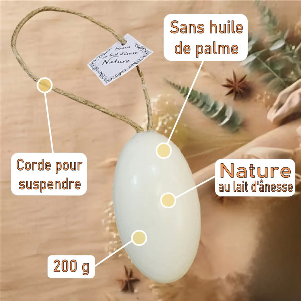 Savon corde au lait d'ânesse Nature