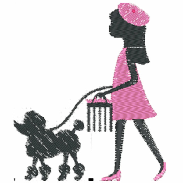 Motif Fille avec chien