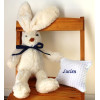 Peluche lapin avec coussin bleu à personnaliser