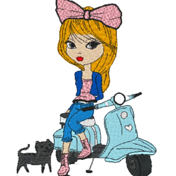 Motif Fille avec scooter