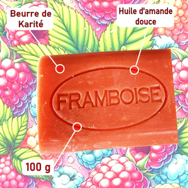 Savon base végétale Framboise