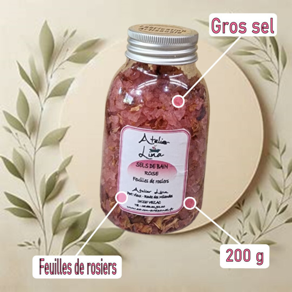 Sels de bain avec vertus parfum Rose