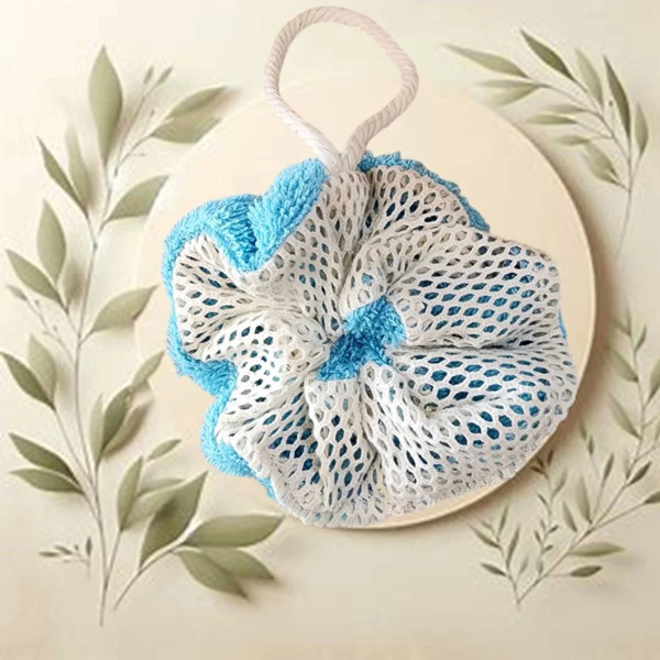 Fleur de douche en tissu bleue