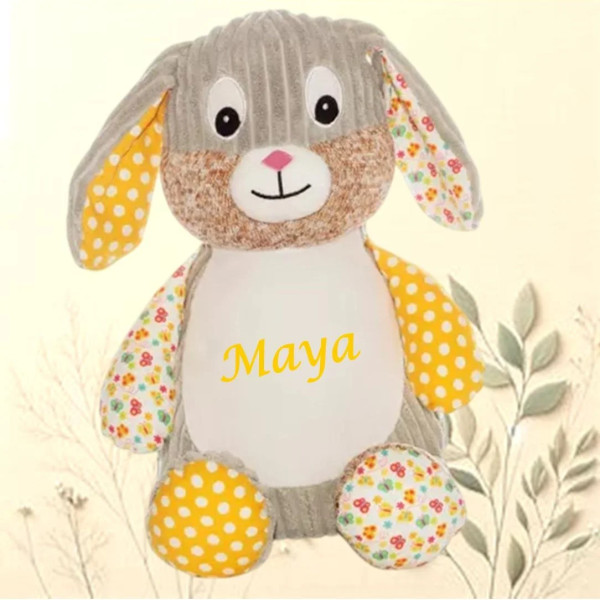 Peluche Lapin jaune à personnaliser